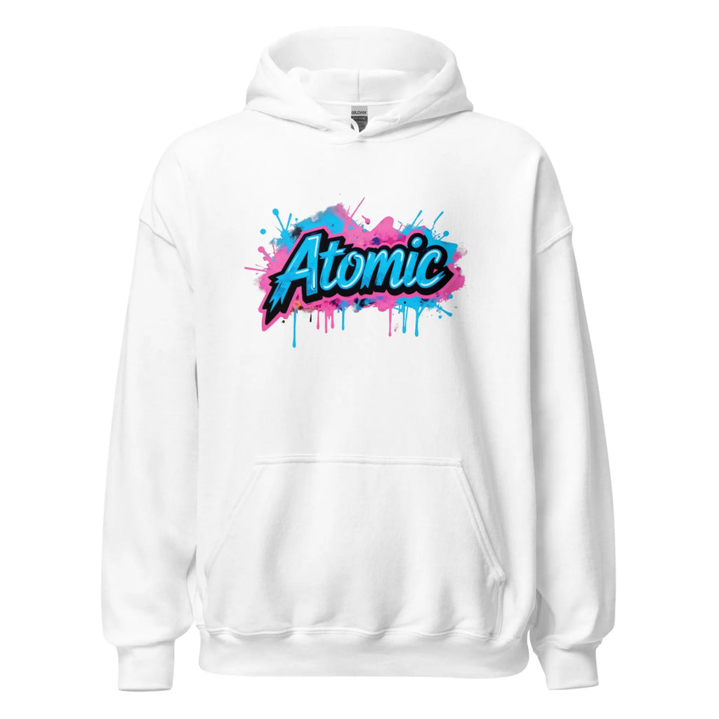 Al Hazzati Atomic hoodie arctic white 80s streetwear UK