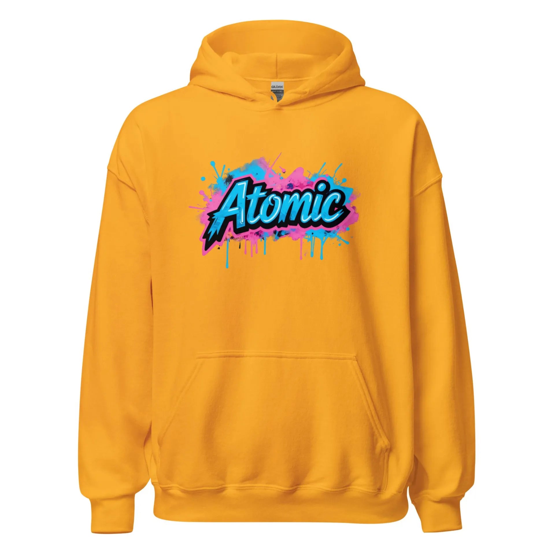 Al Hazzati Atomic hoodie gold 80s streetwear UK