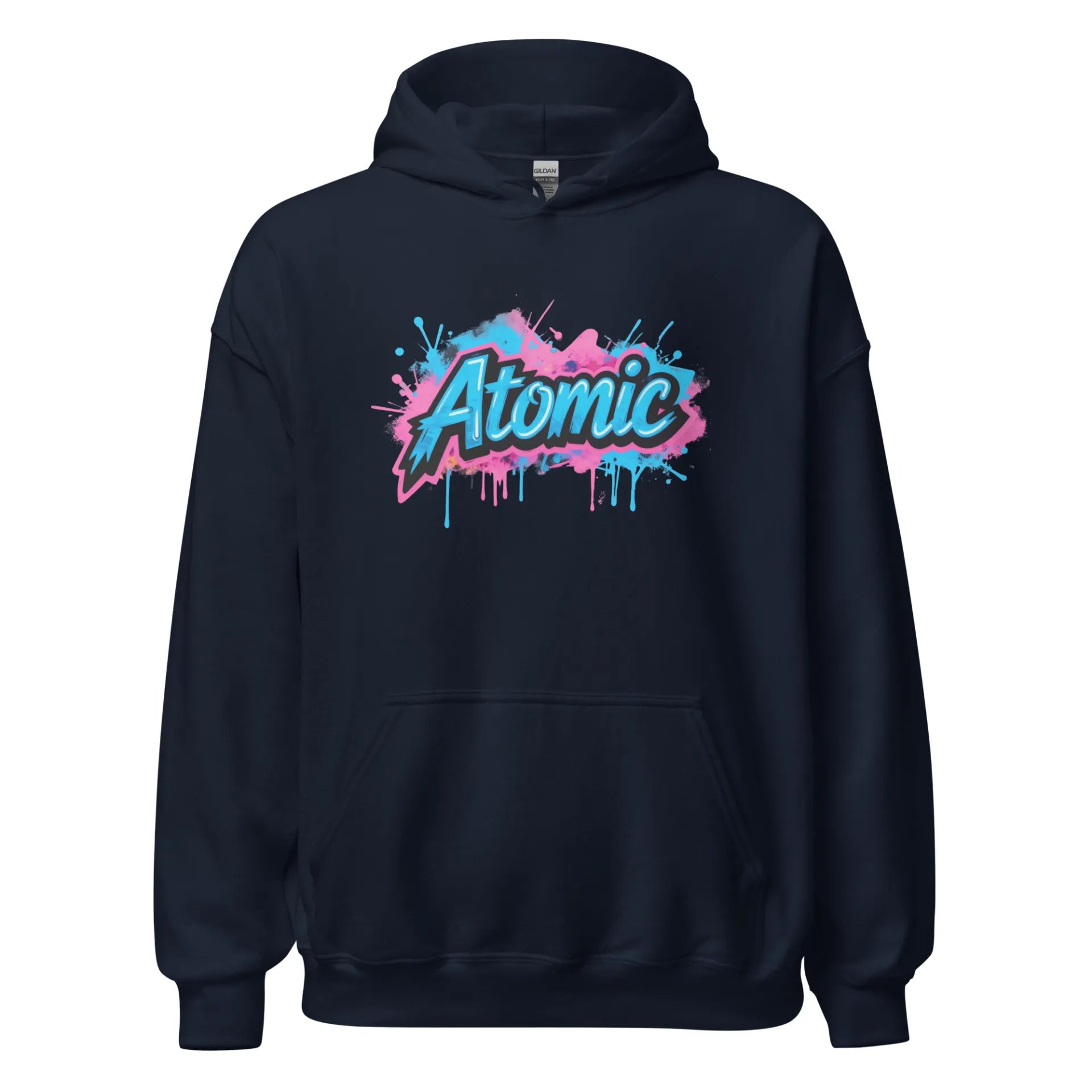 Al Hazzati Atomic hoodie Oxford navy 80s streetwear UK