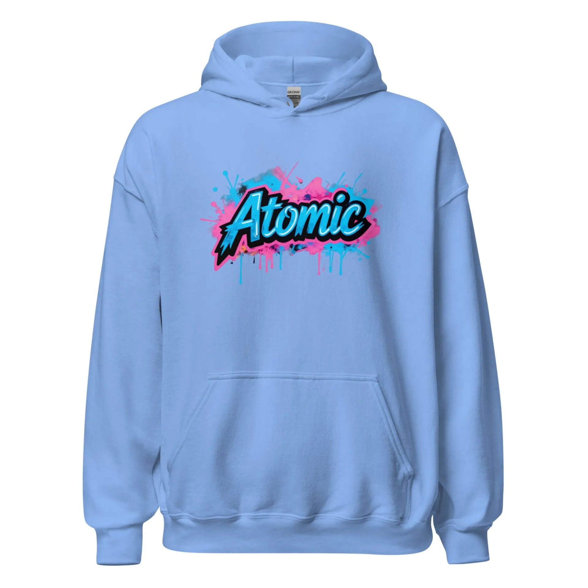 Al Hazzati Atomic hoodie sky blue 80s streetwear UK