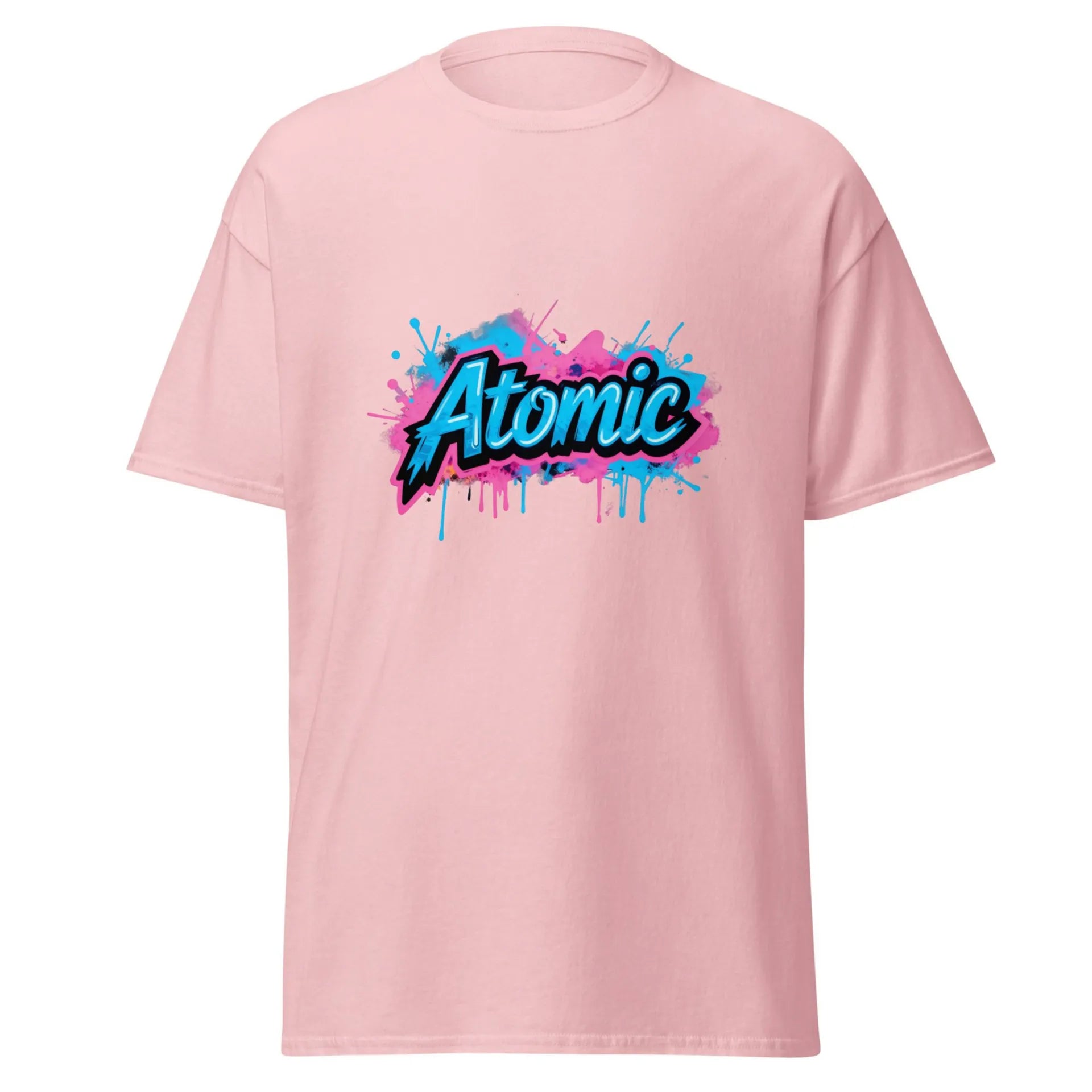 Al Hazzati UK streetwear Atomic baby pink t-shirt Graffiti front