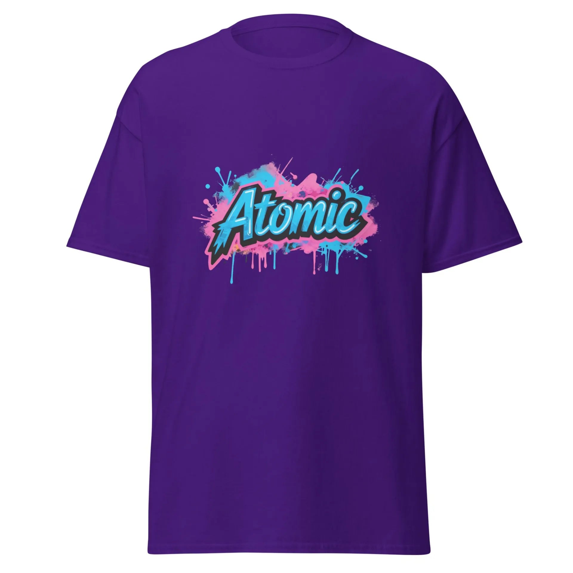 Al Hazzati UK streetwear Atomic purple t-shirt Graffiti front