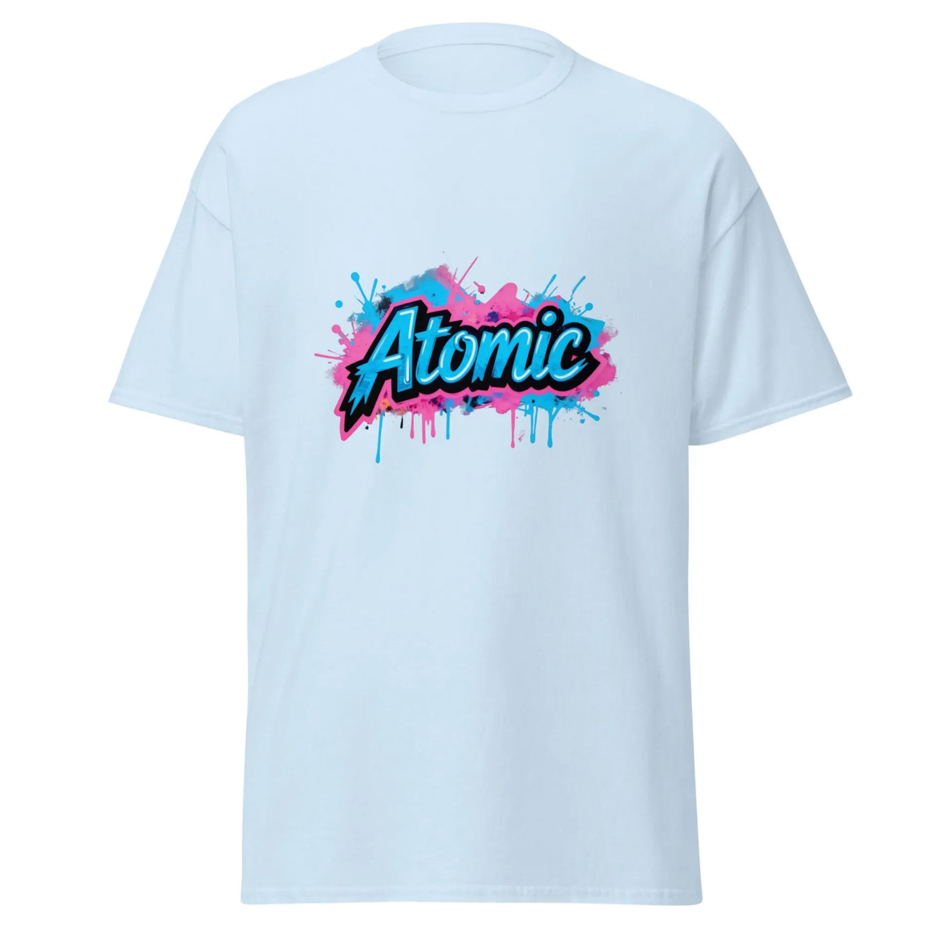 Al Hazzati UK streetwear Atomic sky blue t-shirt Graffiti front