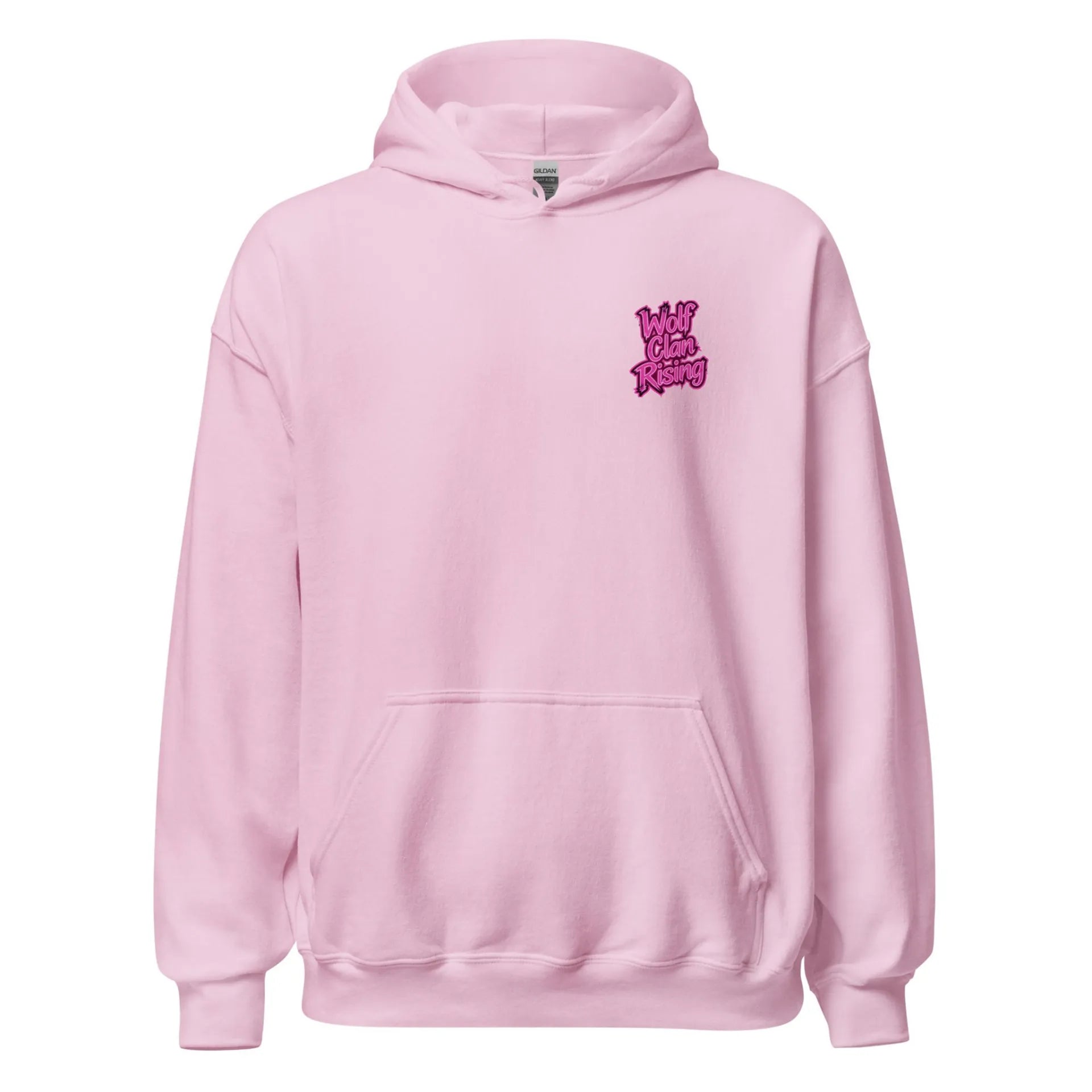 Al Hazzati UK streetwear Wolf Clan Rising baby pink hoodie Graffiti front