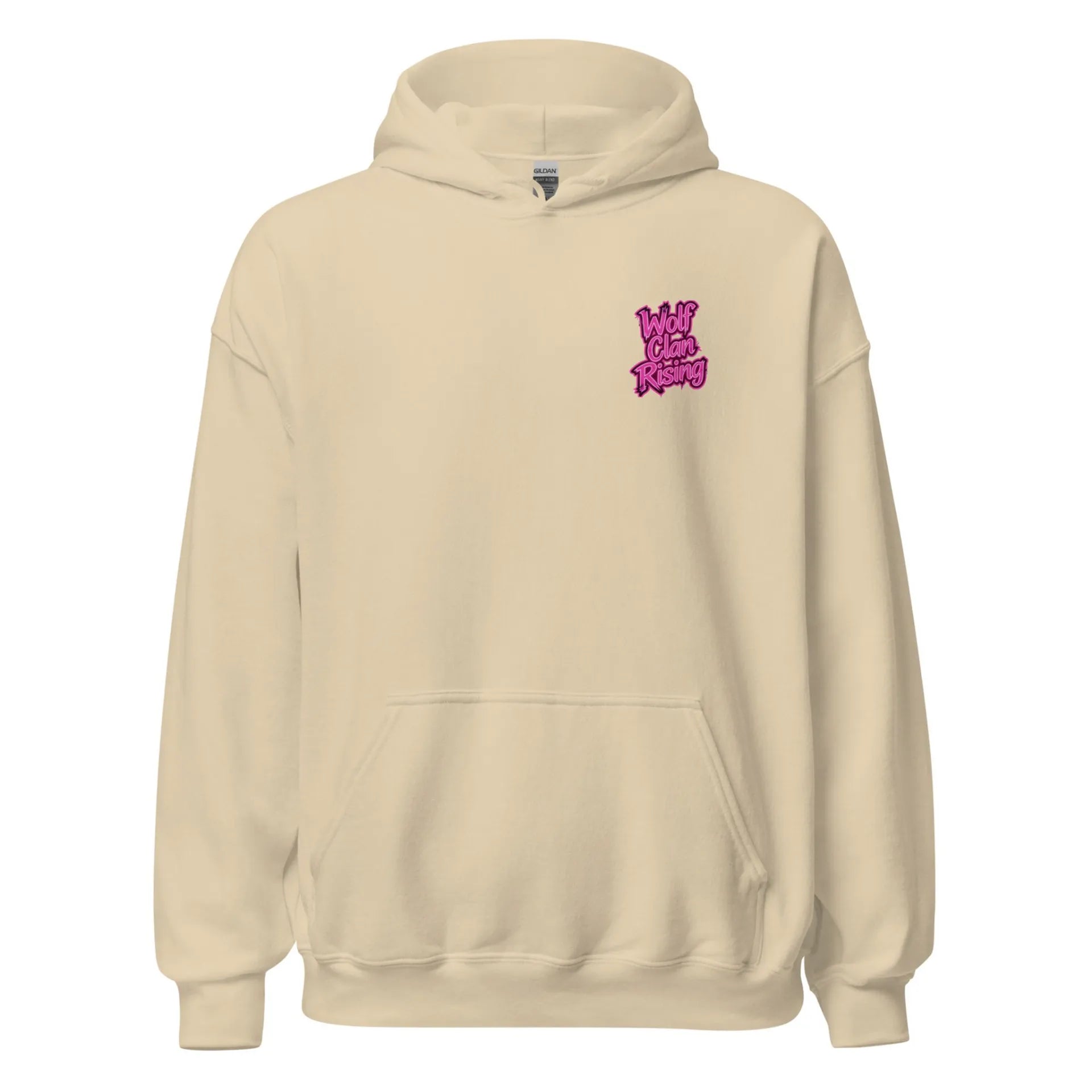 Al Hazzati UK streetwear Wolf Clan Rising desert sand hoodie Graffiti front