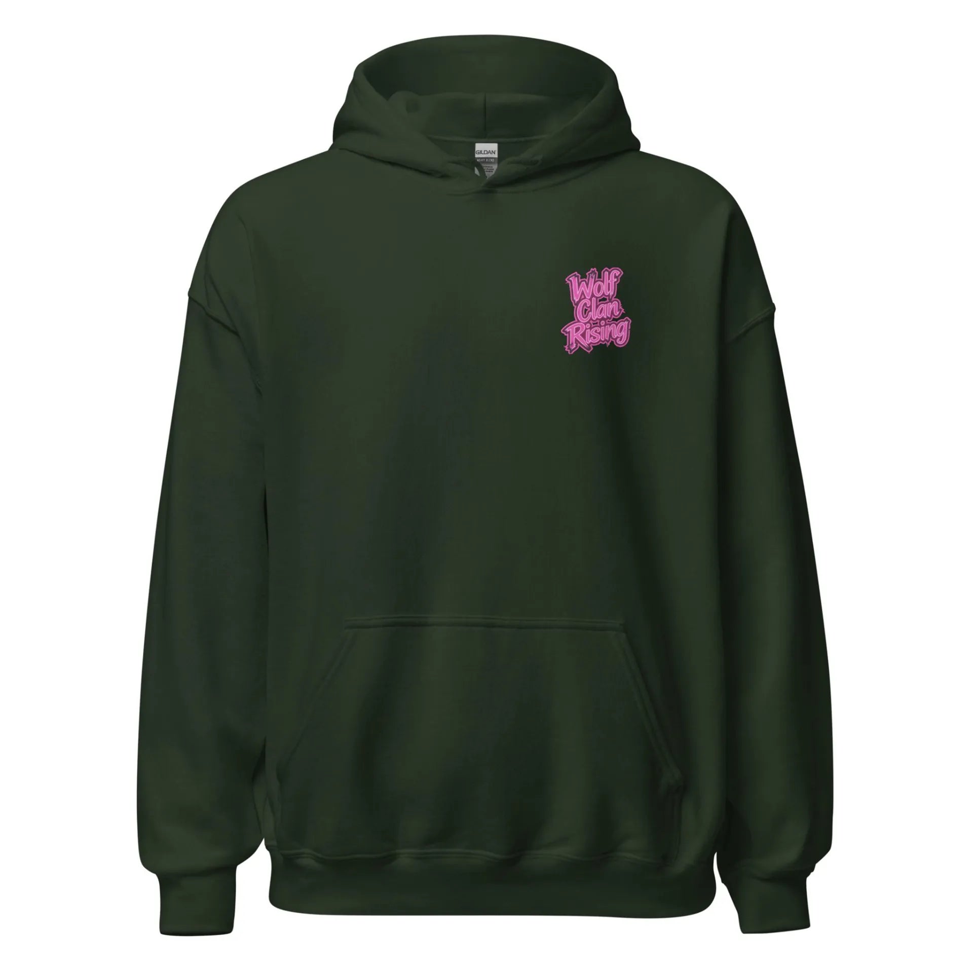 Al Hazzati UK streetwear Wolf Clan Rising forest green hoodie Graffiti front