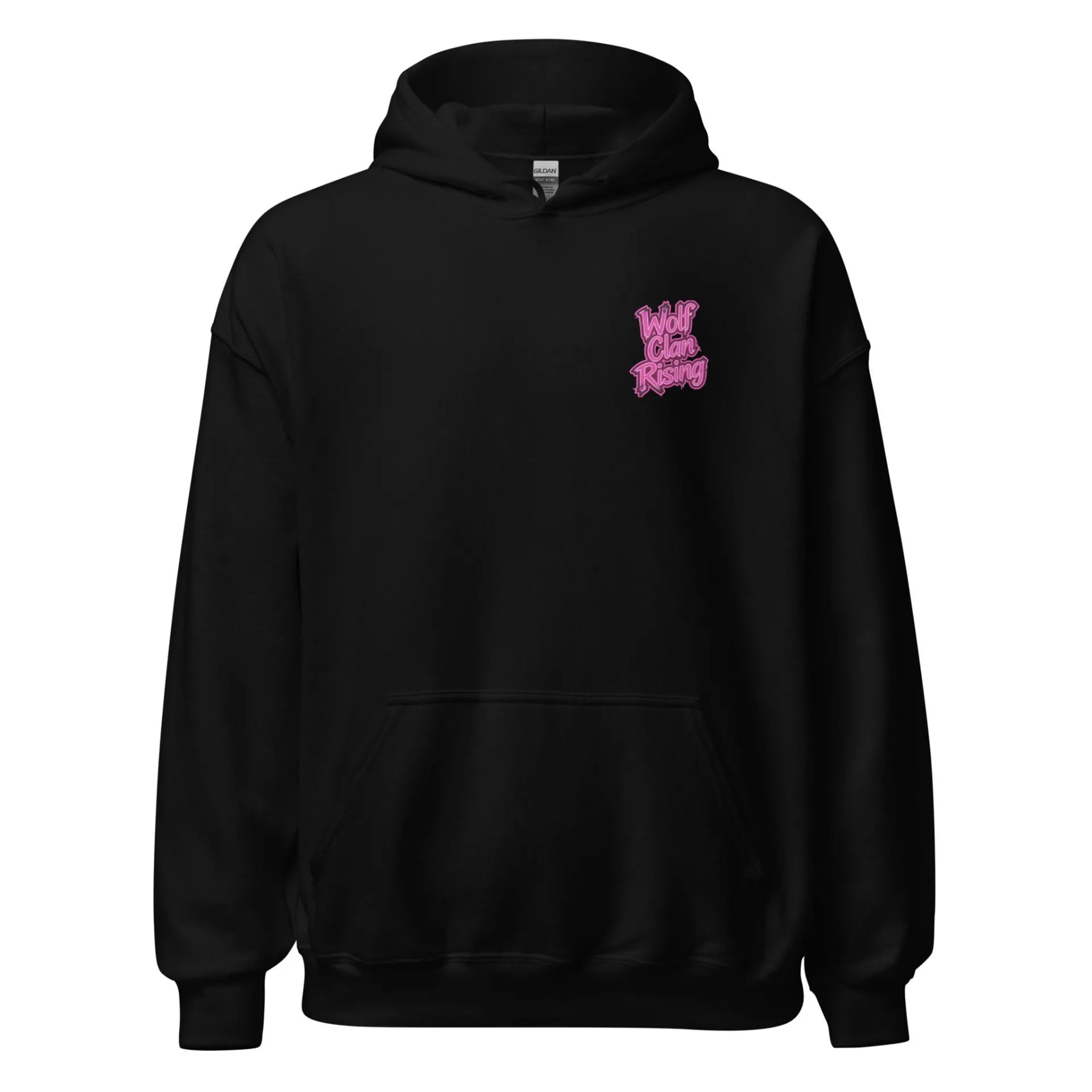 Al Hazzati UK streetwear Wolf Clan Rising jet black hoodie Graffiti front