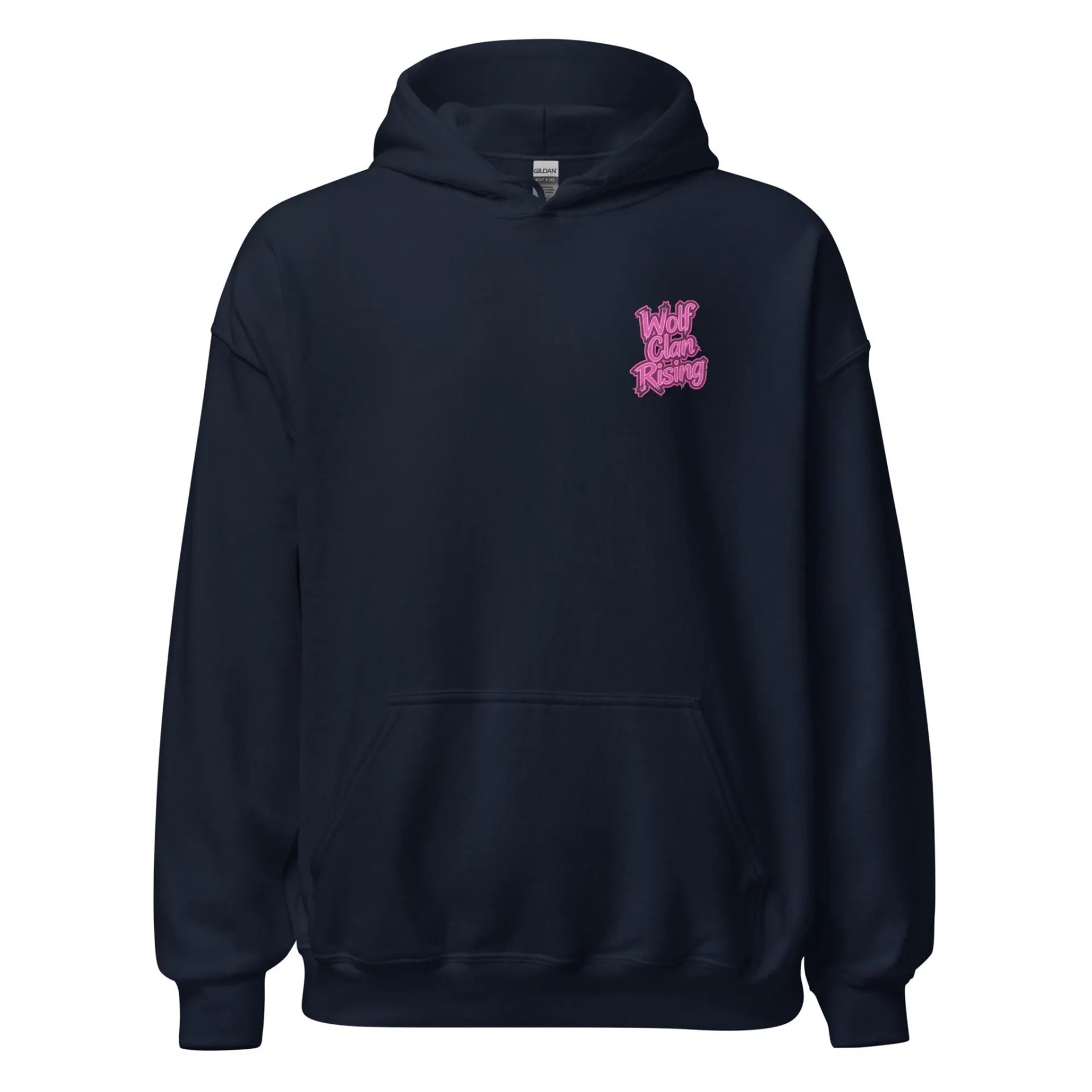 Al Hazzati UK streetwear Wolf Clan Rising Oxford navy hoodie Graffiti front
