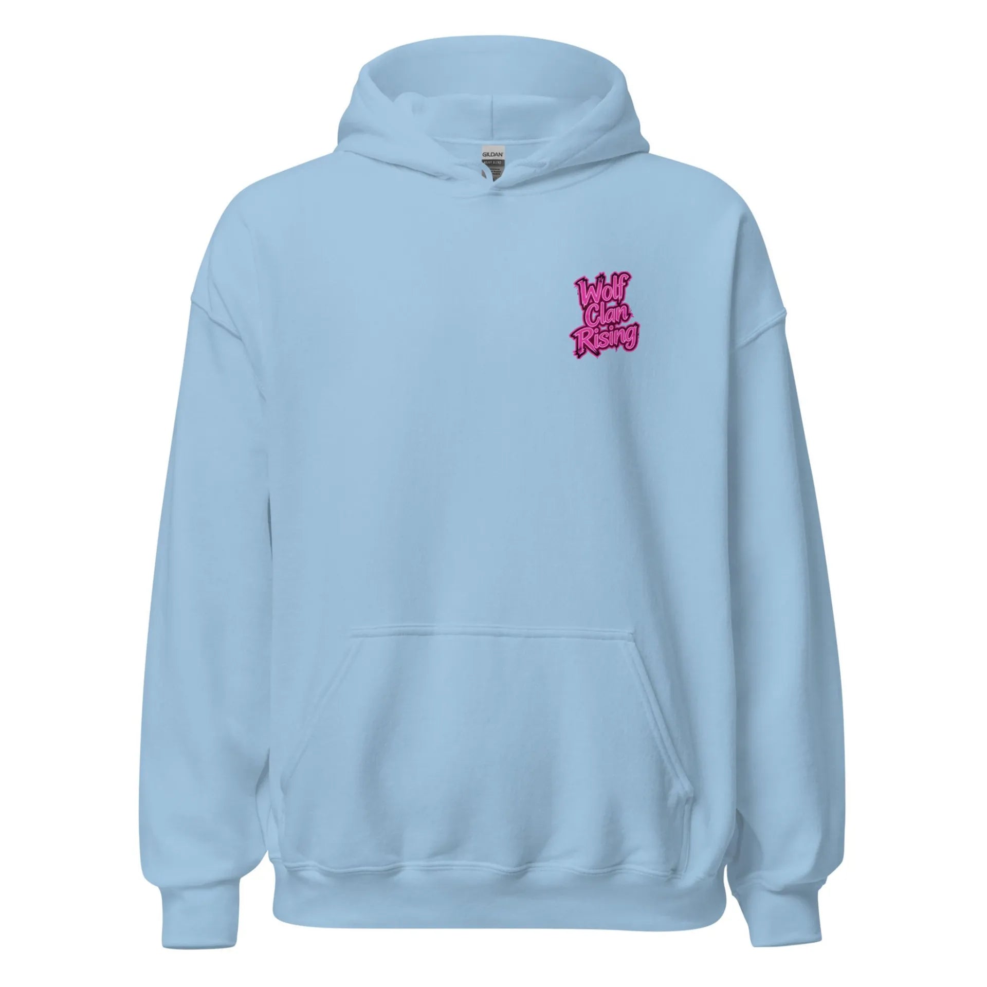 Al Hazzati UK streetwear Wolf Clan Rising sky blue hoodie Graffiti front