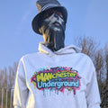 The Spirit Walker wearing Manchester Underground Ash Hoodie ash Manchester street location
