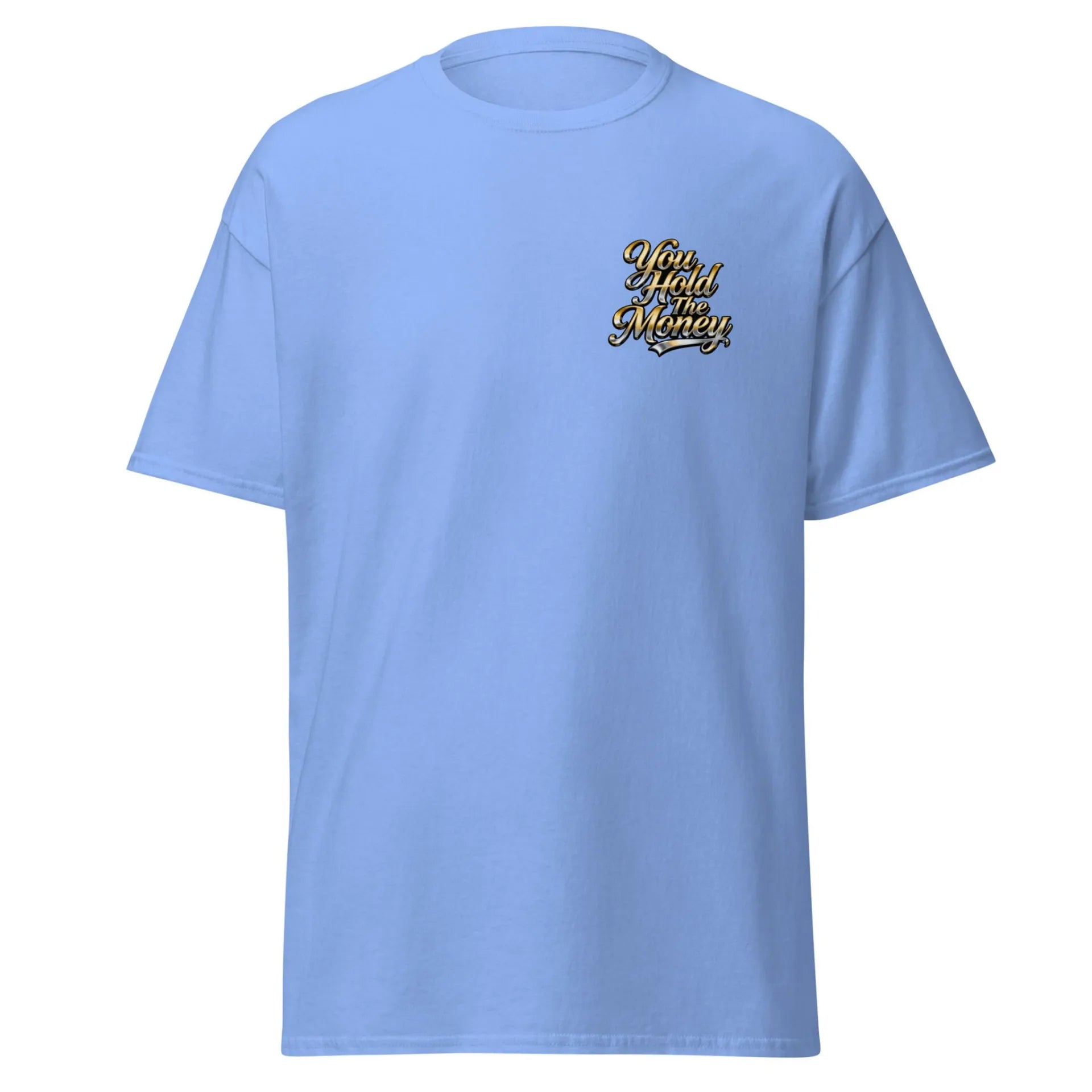 Al Hazzati UK streetwear you hold the money caroline blue t-shirt New Romantic front