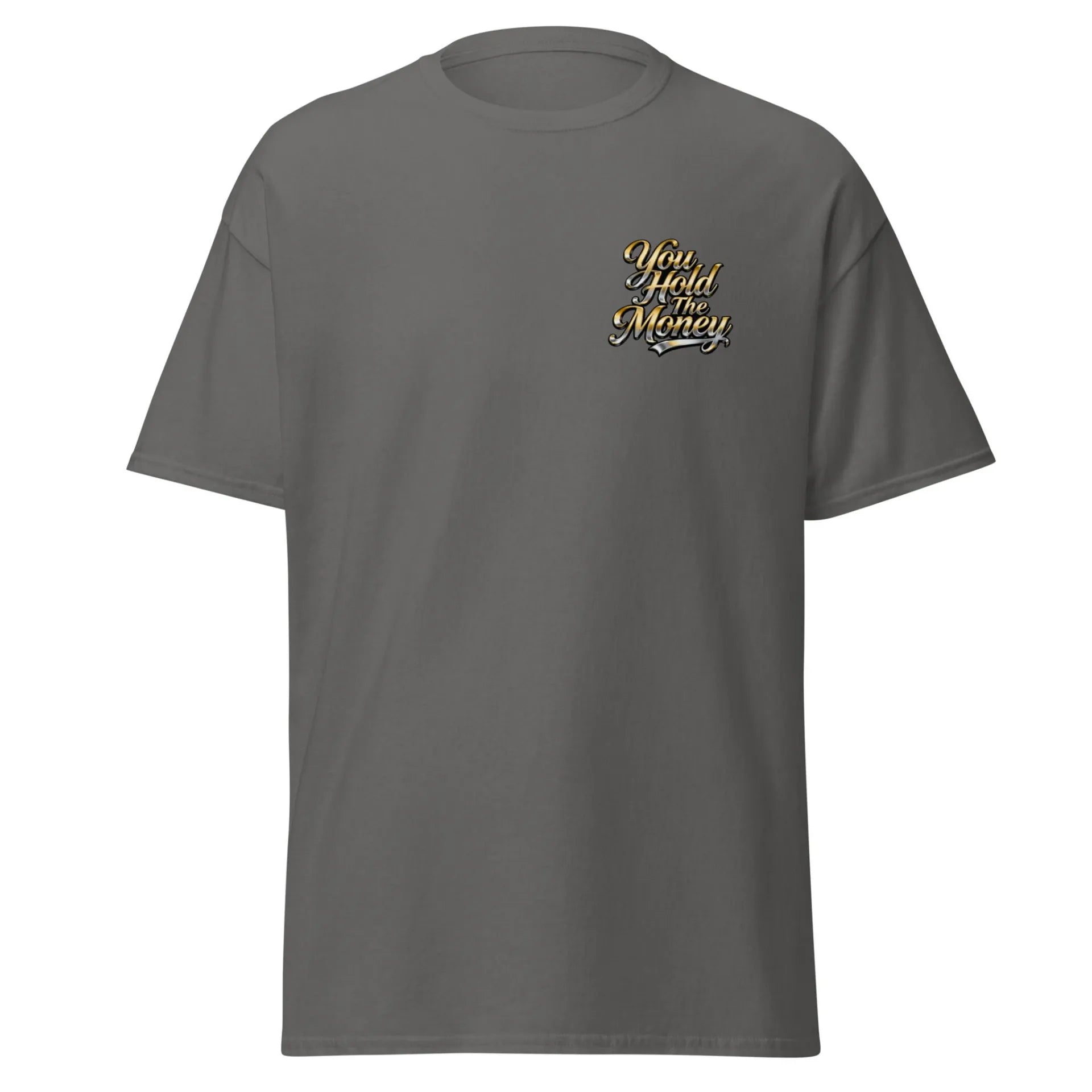 Al Hazzati UK streetwear you hold the money charcoal t-shirt New Romantic front