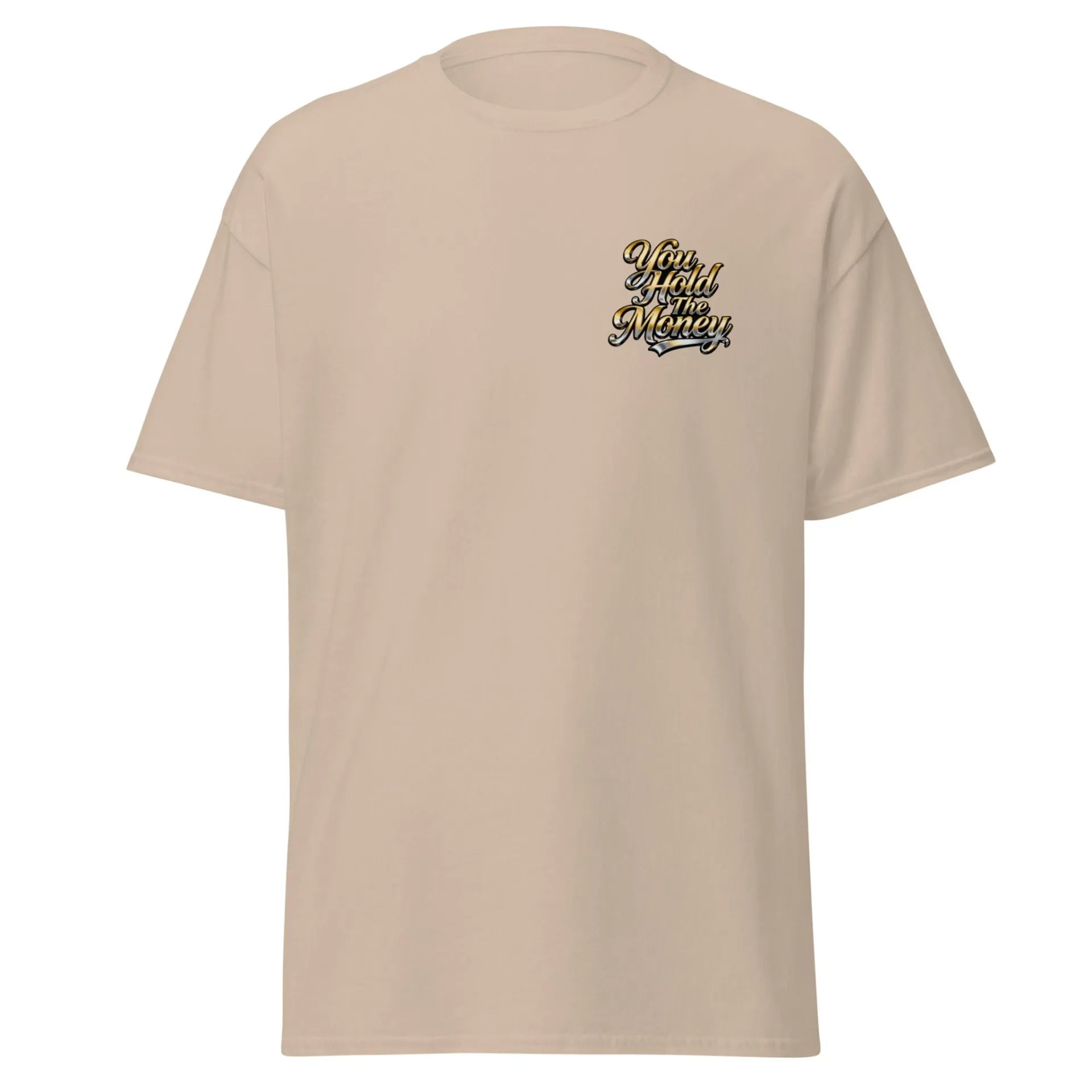Al Hazzati UK streetwear you hold the money desert sand t-shirt New Romantic front