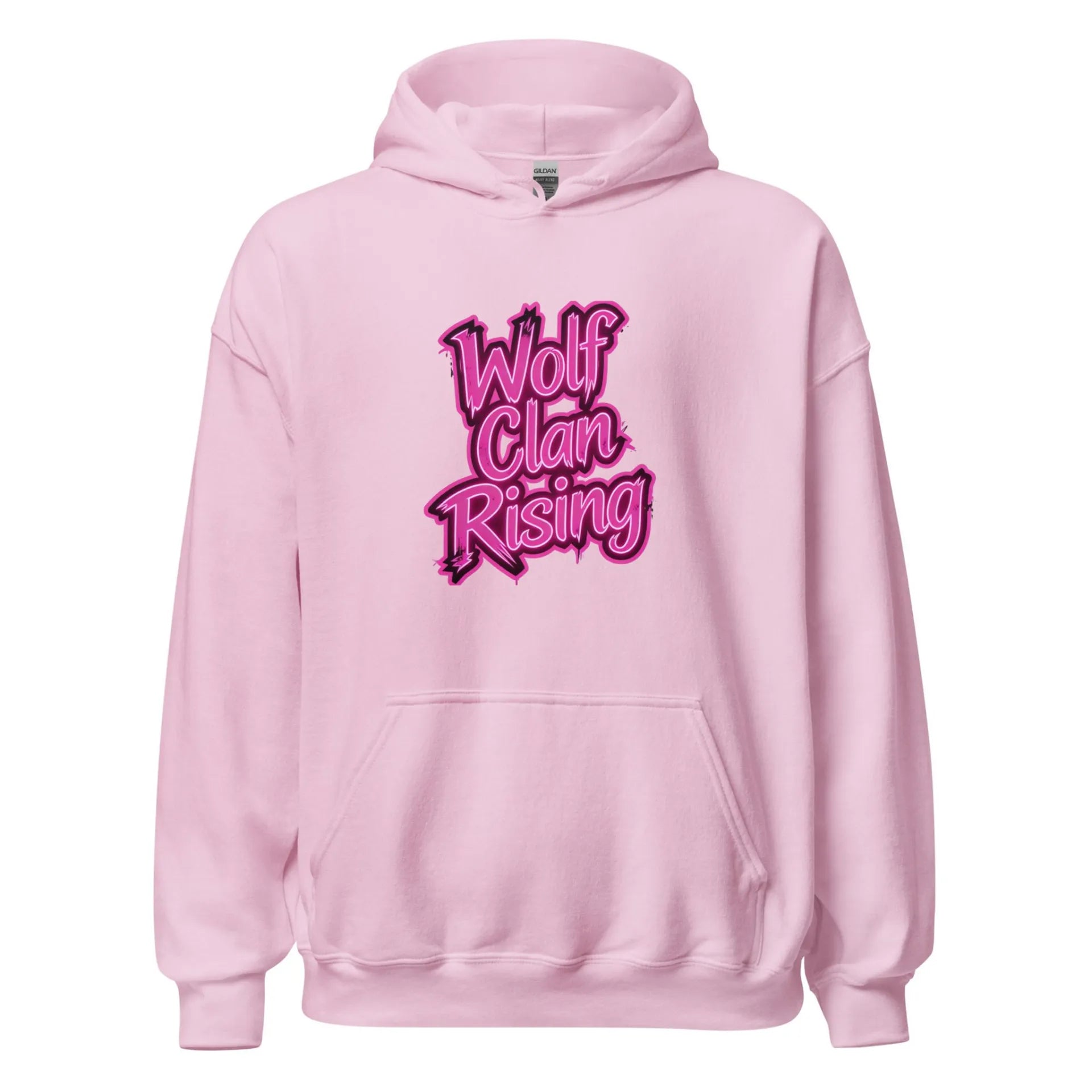 Al Hazzati streetwear Wolf Clan Rising Iconic Baby Pink hoodie Graffiti front