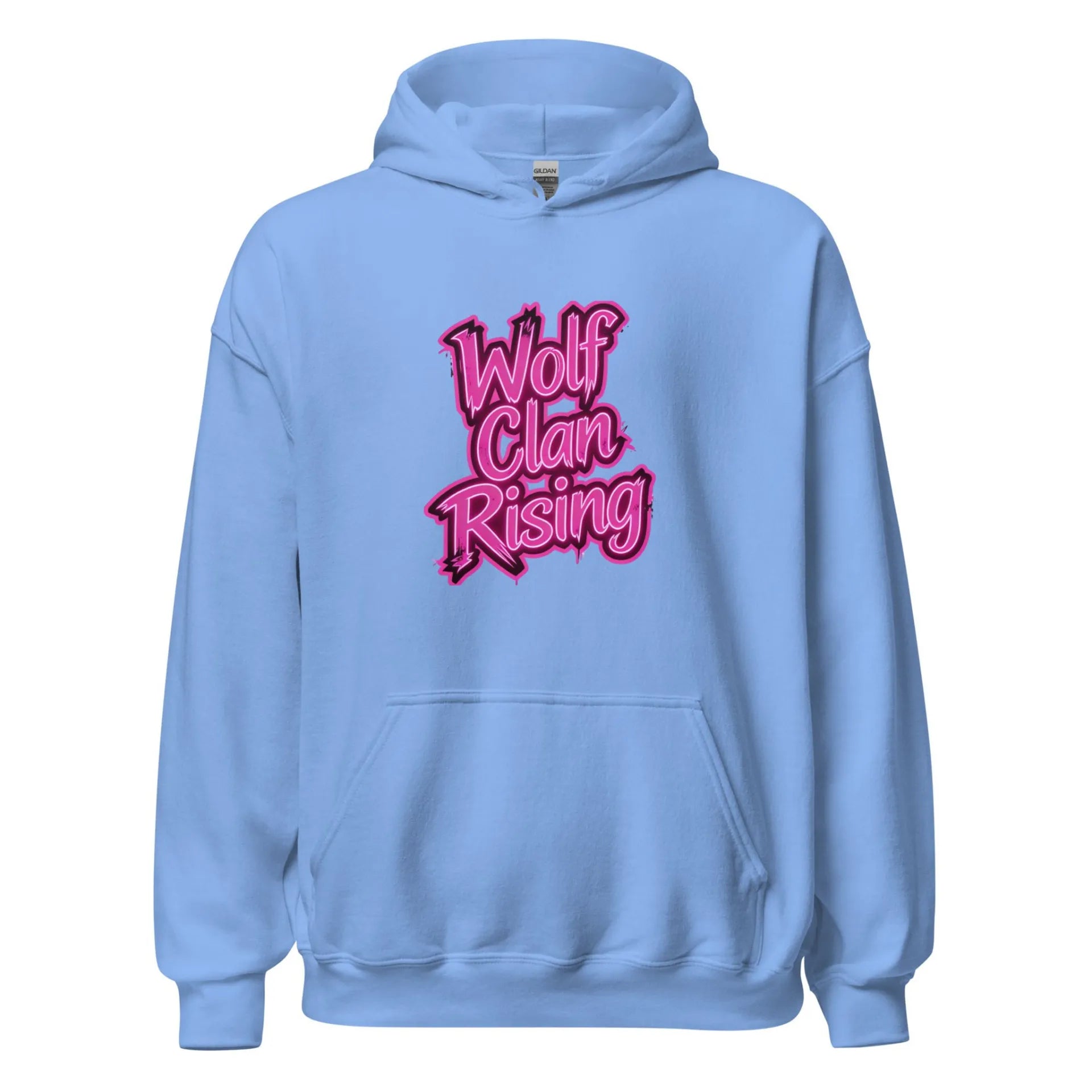 Al Hazzati streetwear Wolf Clan Rising Iconic Cornflour Blue hoodie Graffiti front
