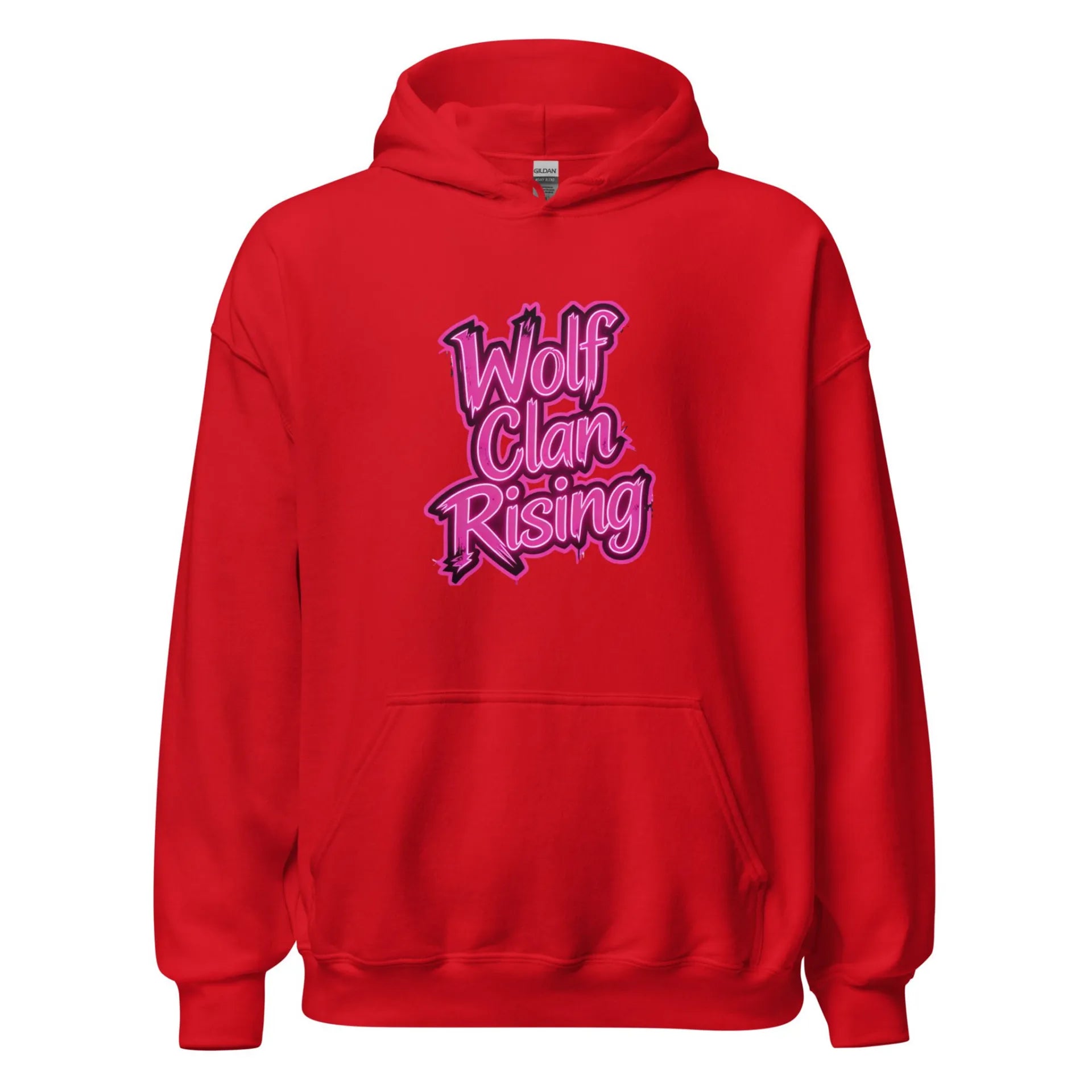 Al Hazzati streetwear Wolf Clan Rising Iconic Fire Red hoodie Graffiti front