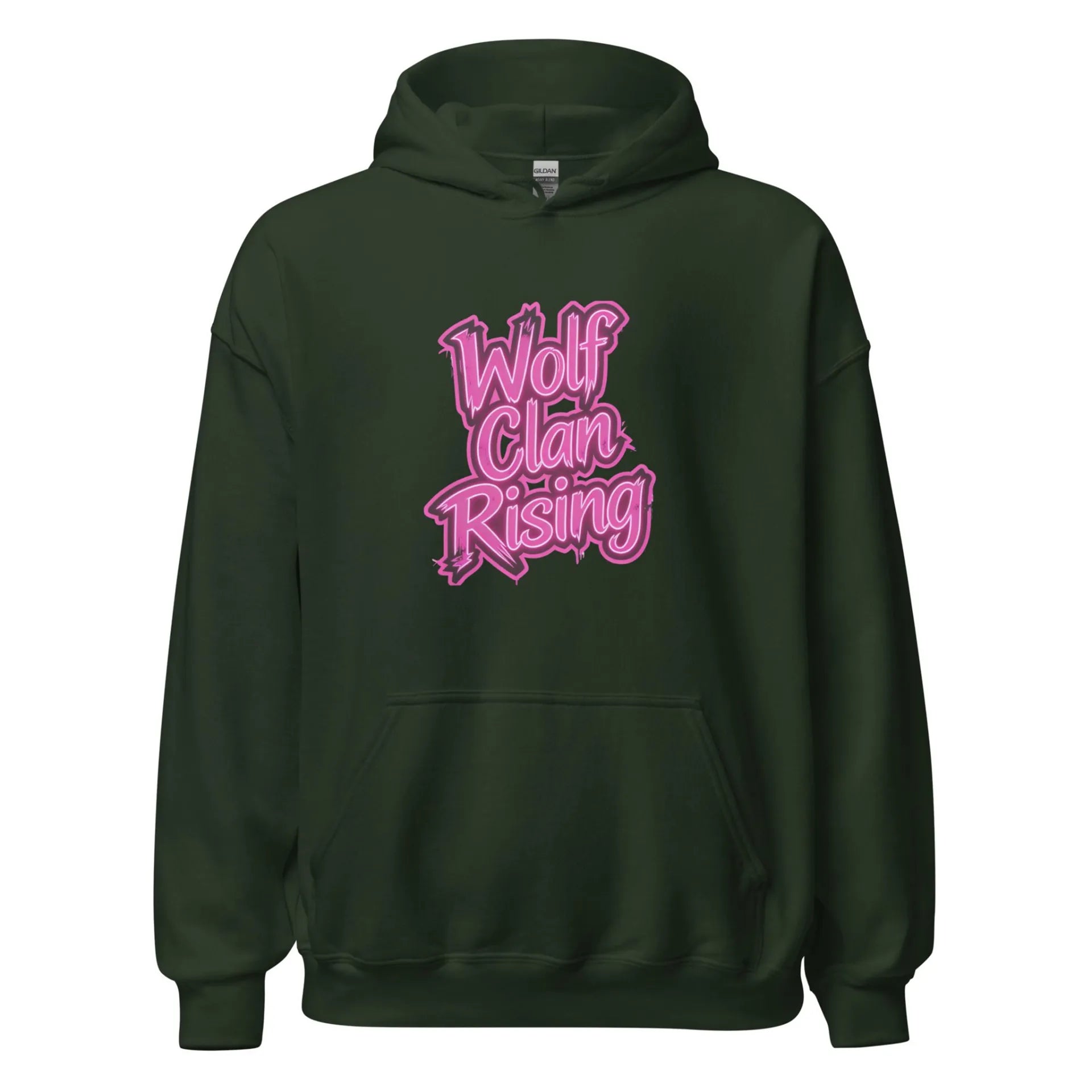 Al Hazzati streetwear Wolf Clan Rising Iconic Forest Green hoodie Graffiti front