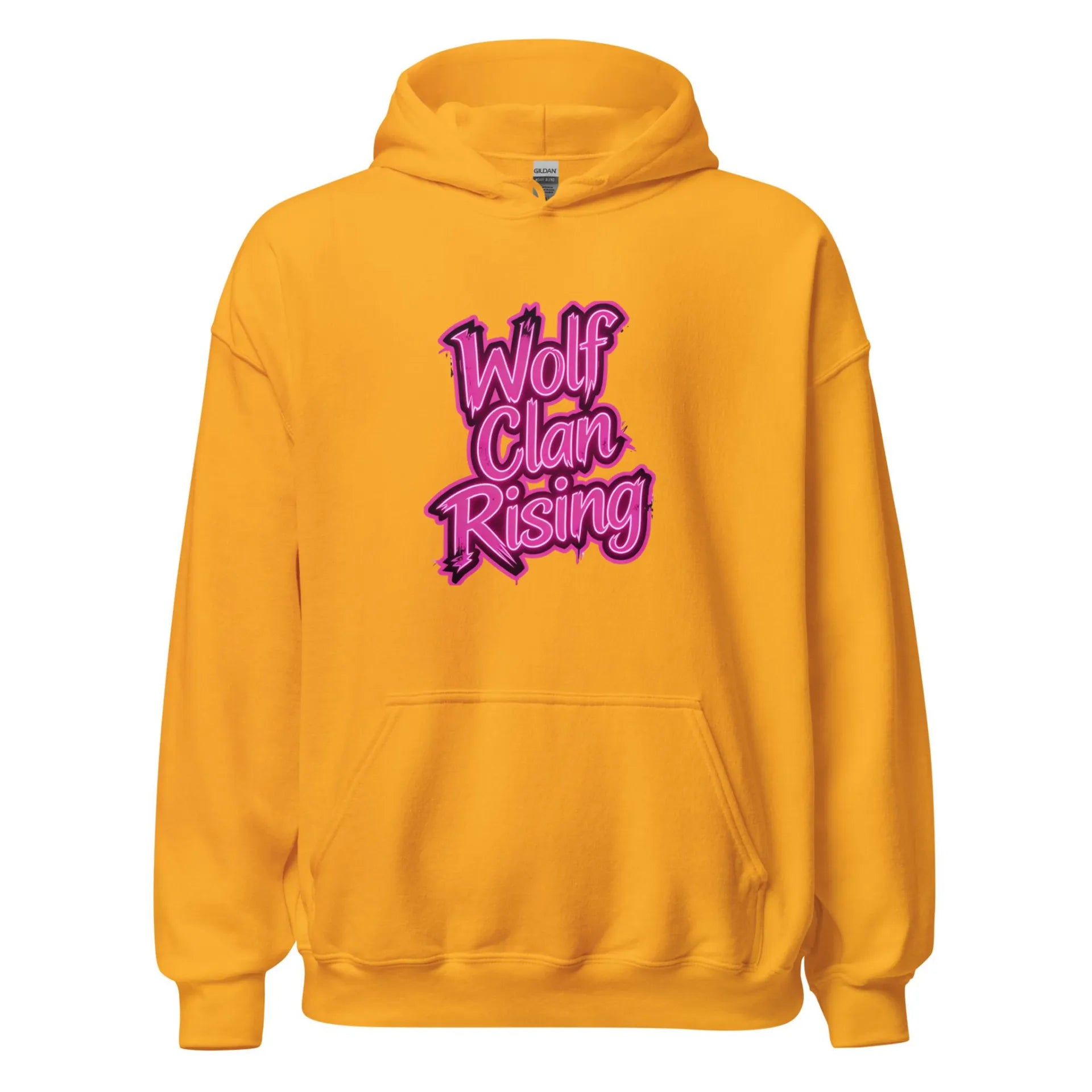 Al Hazzati streetwear Wolf Clan Rising Iconic Gold hoodie Graffiti front