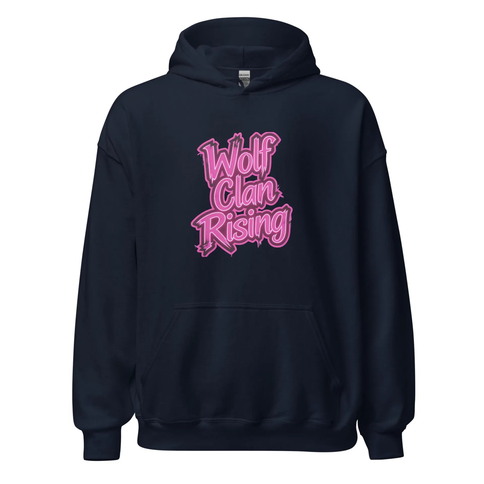 Al Hazzati streetwear Wolf Clan Rising Iconic Oxford Navy hoodie Graffiti front