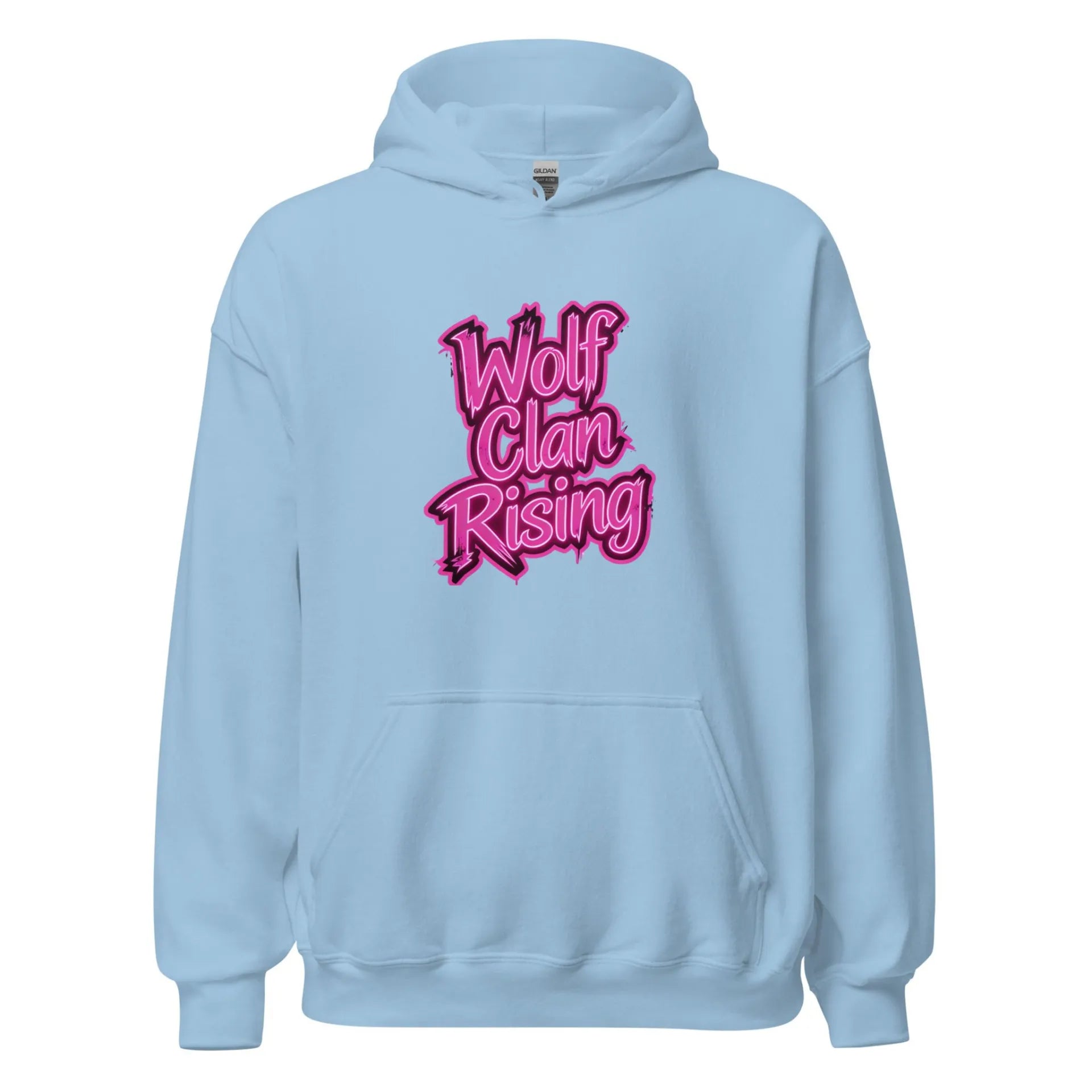 Al Hazzati streetwear Wolf Clan Rising Iconic Sky Blue Navy hoodie Graffiti front