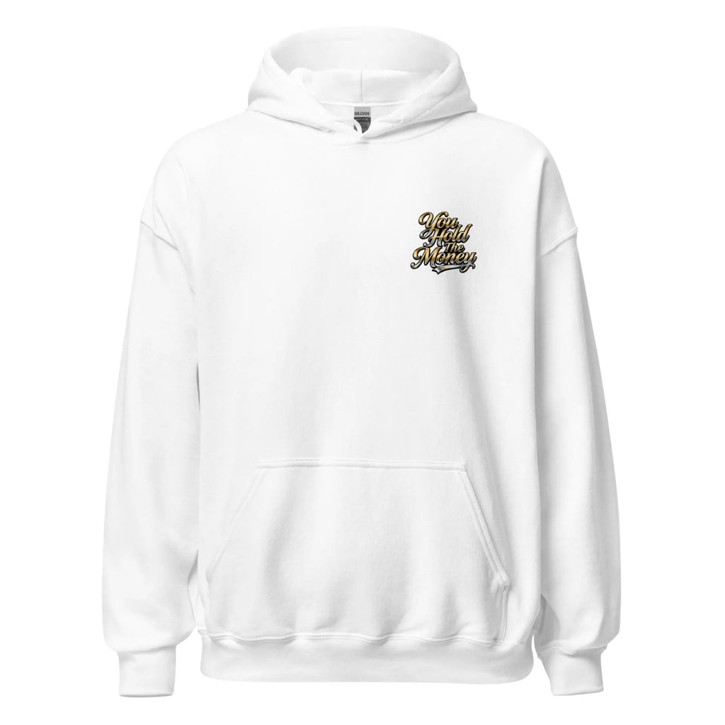 Al Hazzati You Hold The Money hoodie arctic white 80s streetwear UK