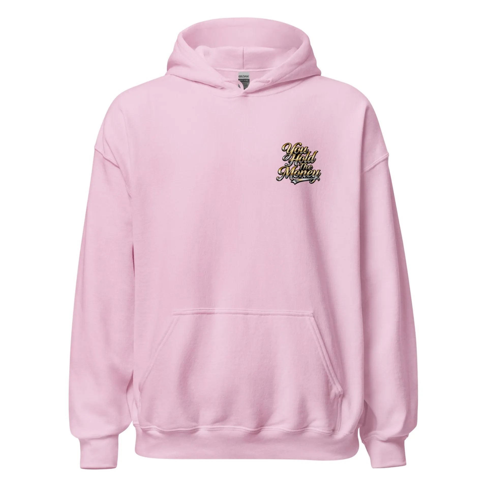 Al Hazzati You Hold The Money hoodie baby pink 80s streetwear UK