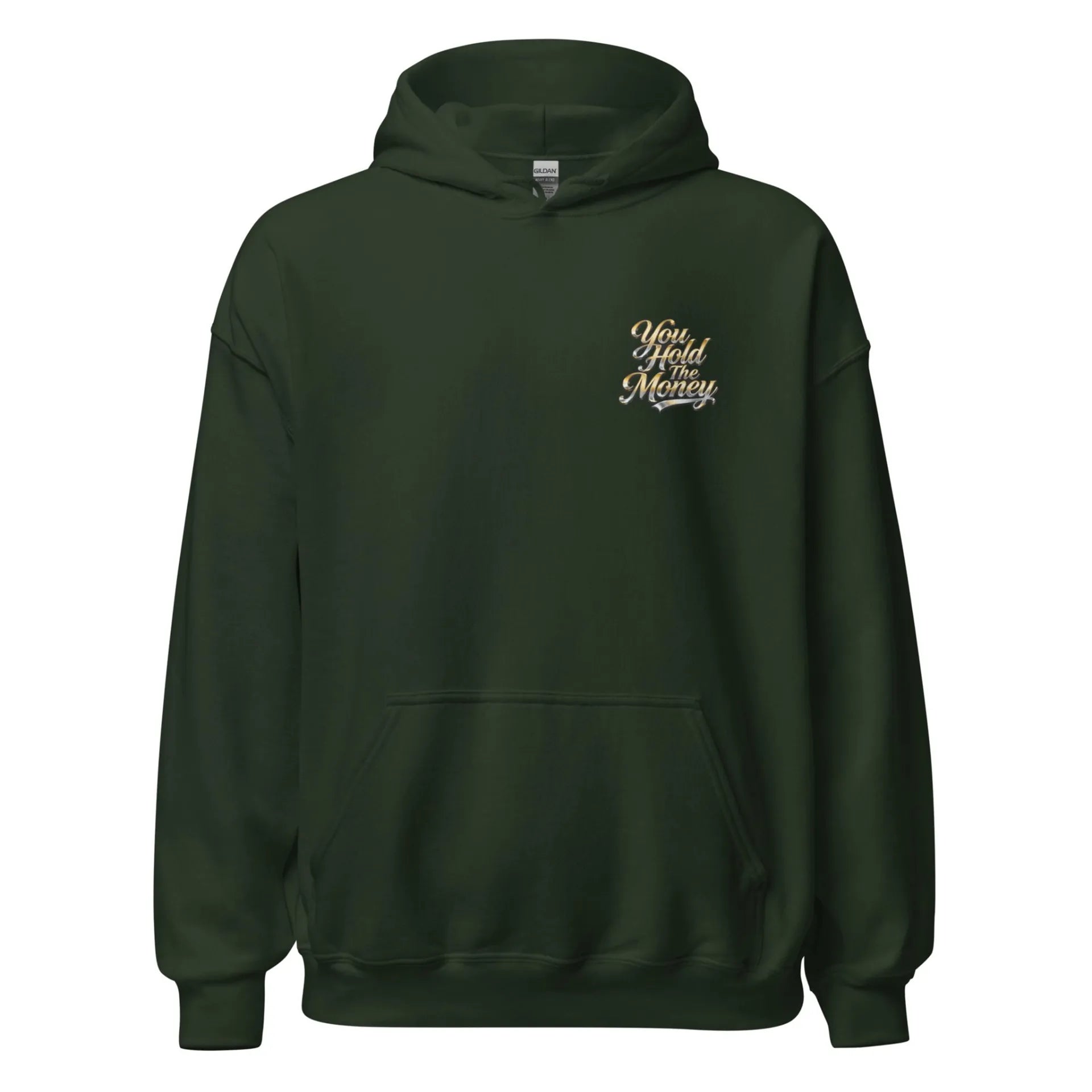 Al Hazzati You Hold The Money hoodie forest green 80s streetwear UK