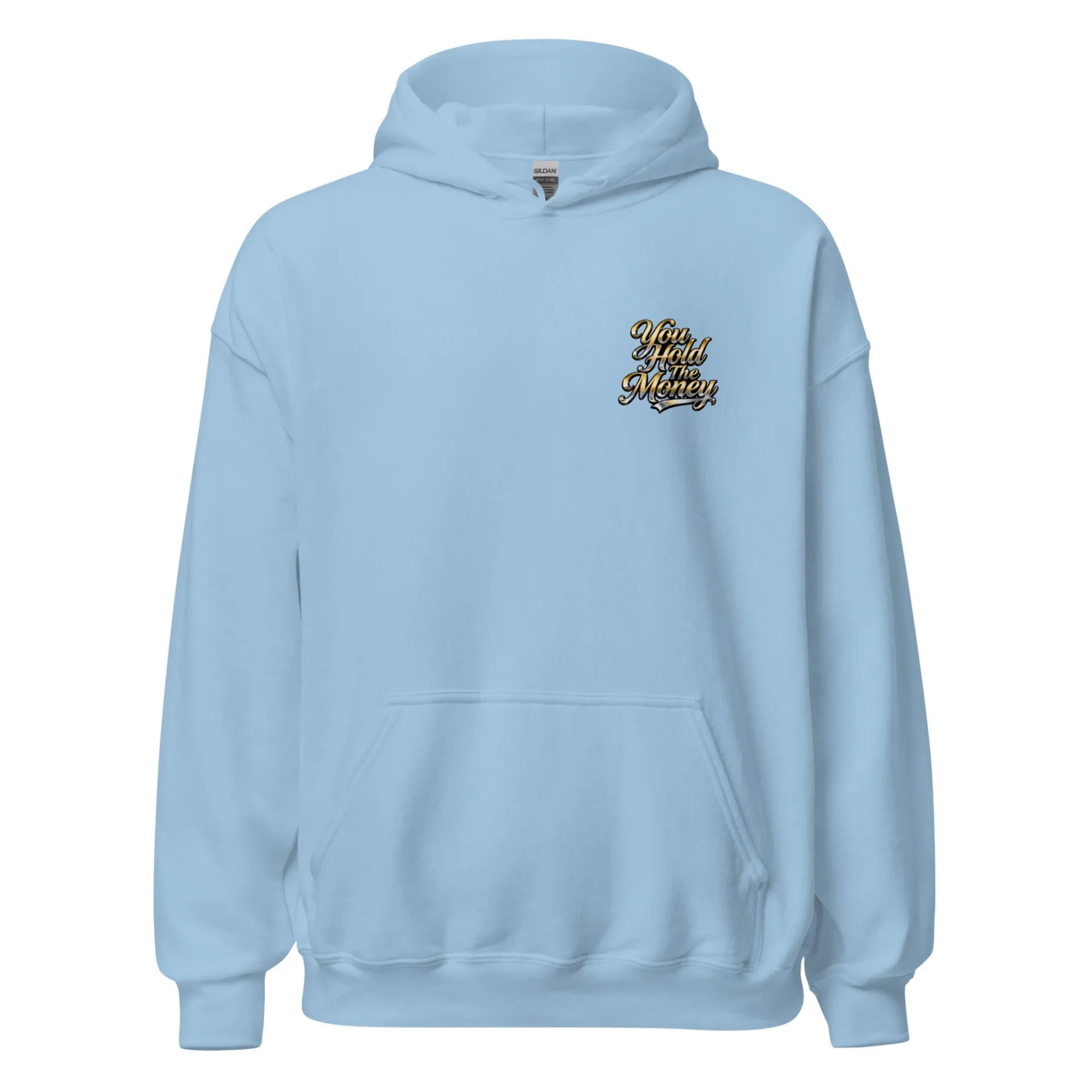 Al Hazzati You Hold The Money hoodie sky blue 80s streetwear UK
