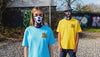 Sun Walkers wearing Al Hazzati You Hold The Money fashion tee's in Manchester graffiti location
